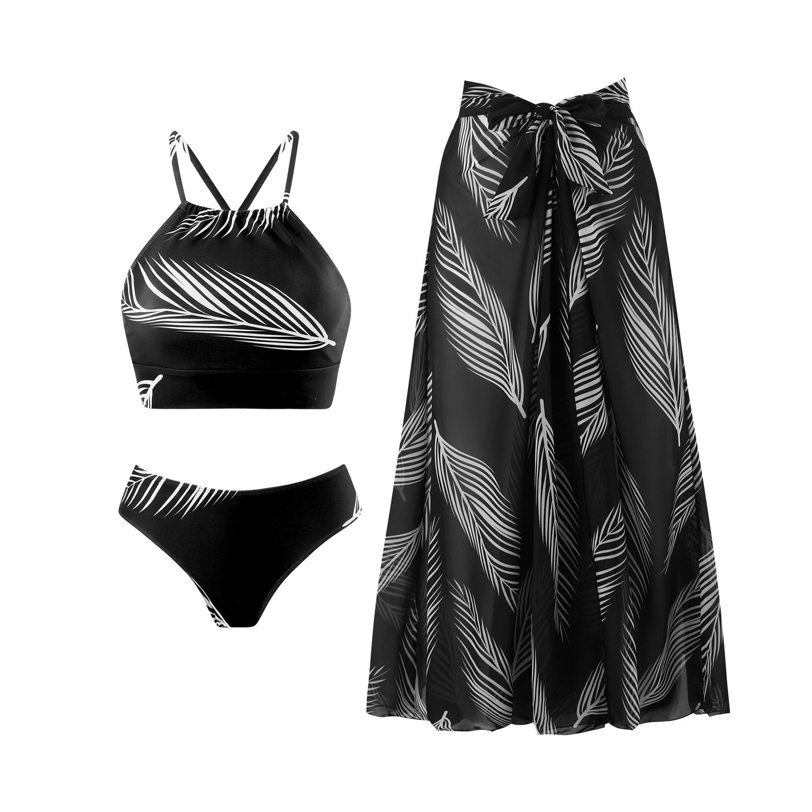 Bikini Sexy High Waist Bikini Split Swimsuit Set Chiffon Dress