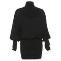 Autumn Winter Women Clothing Solid Color Sexy Turtleneck Long Sleeve Backless Baggy Package Hip Dress