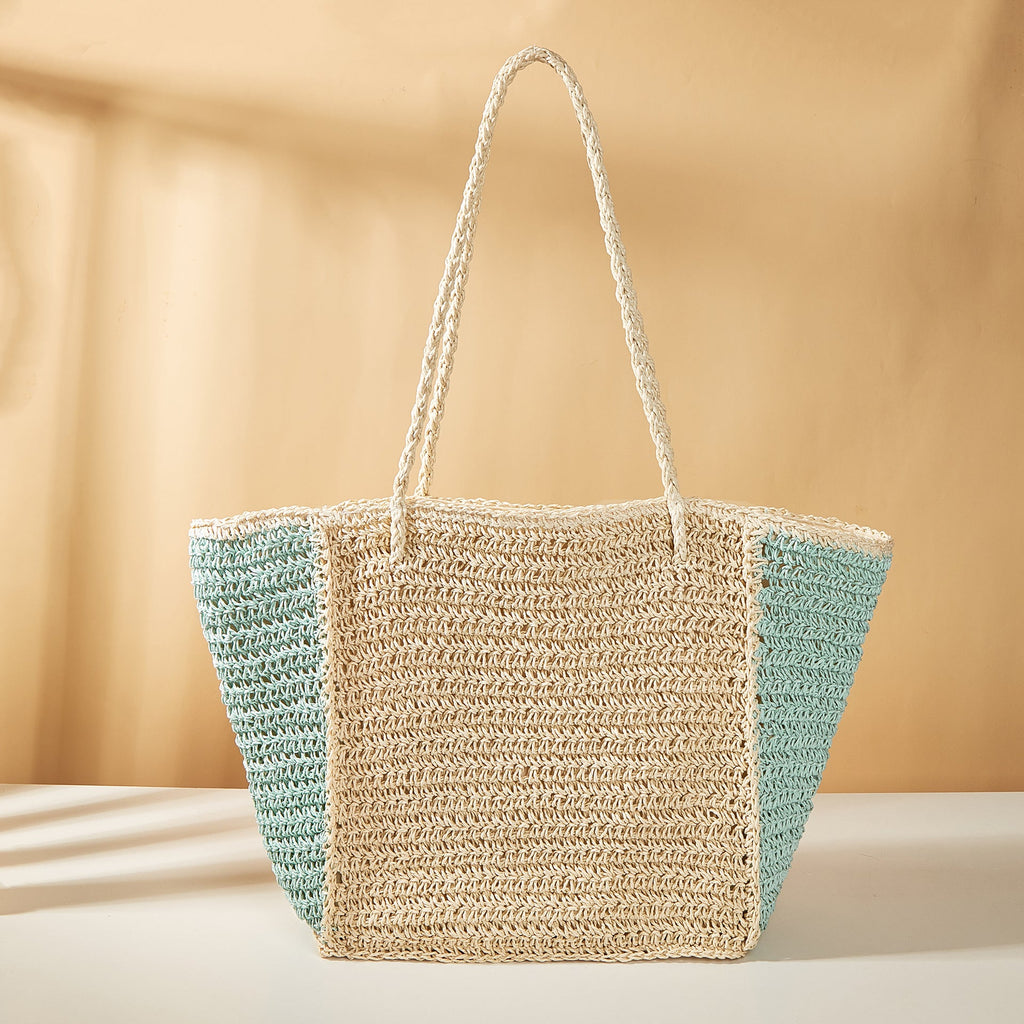 Summer Woven Shoulder Bag – Rustic Straw Handbag, Beach Vacation Tote, Casual Trendy Purse