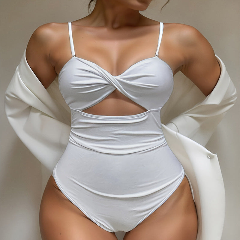 Sexy Spaghetti Straps One Piece Swimsuit Women High Grade Bikini Beach Spring Swimsuit