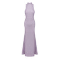 Women Clothing Sleeveless Tight Floral Dress round Neck Solid Color Beach Dress