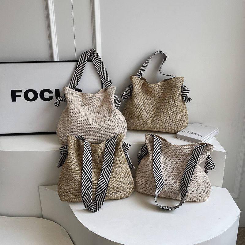Large Woven Straw Tote – Women’s Beach Shoulder Bag, Vacation Handbag & Crossbody Purse