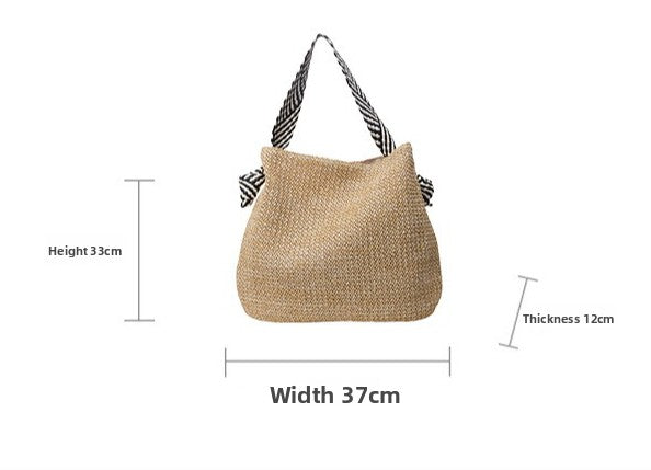 Large Woven Straw Tote – Women’s Beach Shoulder Bag, Vacation Handbag & Crossbody Purse