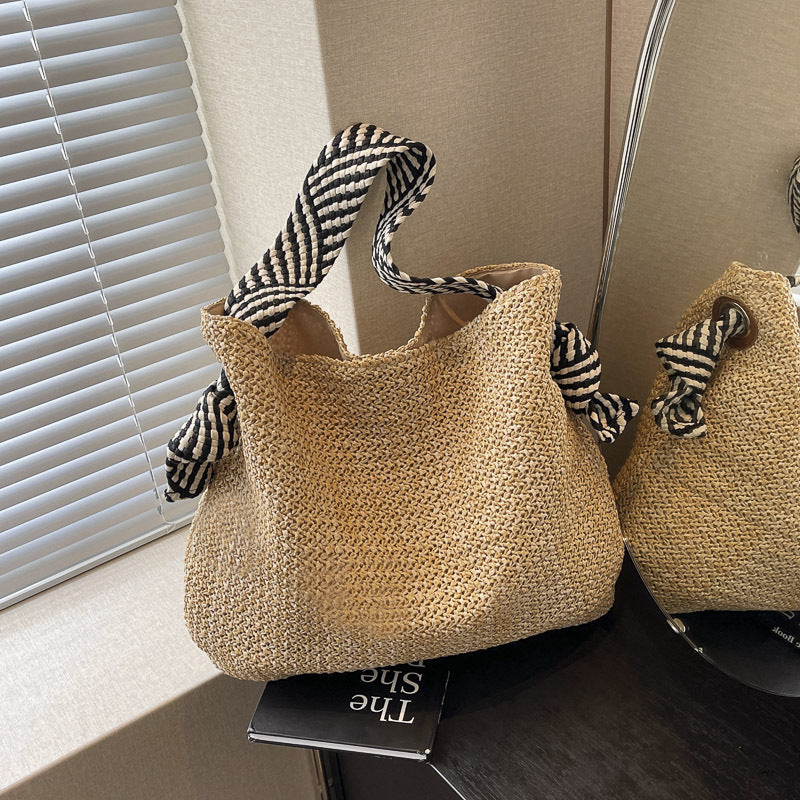 Large Woven Straw Tote – Women’s Beach Shoulder Bag, Vacation Handbag & Crossbody Purse