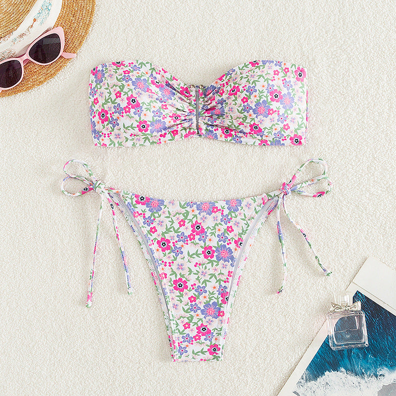 Summer Tube Top Swimsuit Strapless Sexy Women Swimsuit Printed Summer Beach Swimsuit