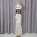 High Grade Elegant Polka Dot Lace Patchwork Waist Slimming Halter Sexy Dress Women