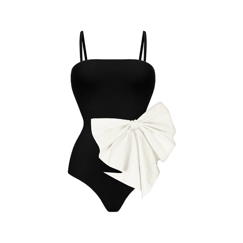 One Piece Swimsuit Women Bow Cover Belly Slimming Swimsuit