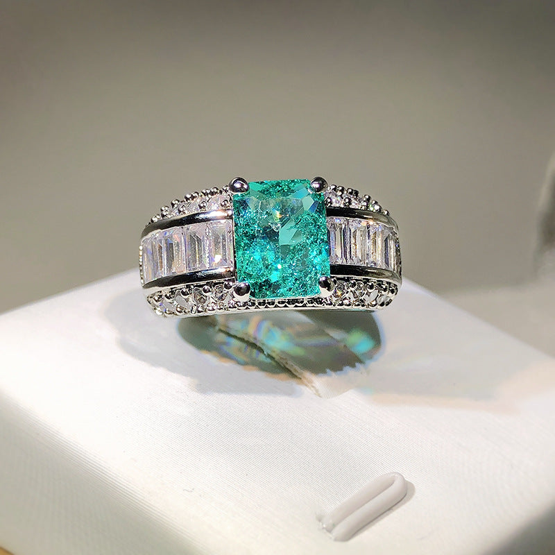 Inlaid Artificial Cultivation Artificial Diamond Ring