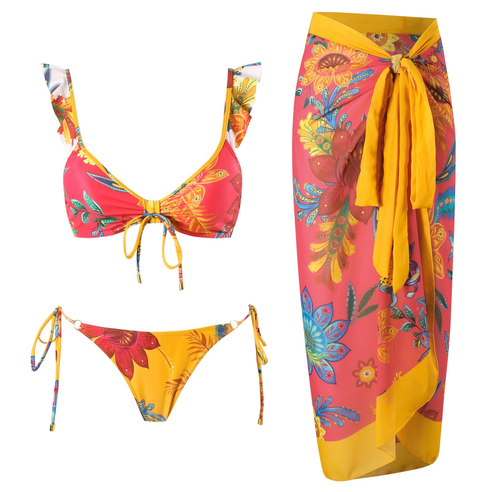 Push up Bikini Sexy High Waist Bikini Split Swimsuit Suit Chiffon Dress