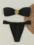 Bikini Solid Color Tube Top Sexy Split Bikini Swimsuit Women
