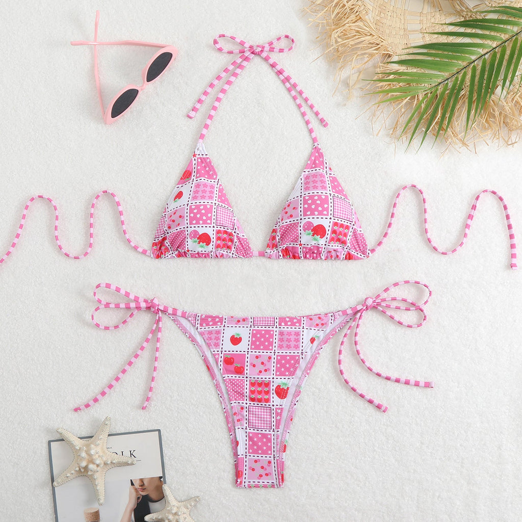 Bikini Printed Sexy Halter Swimsuit Women Split Durable Bikini