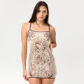 Women Clothing Spring Summer Sling round Neck Floral Mesh See through Printed Sheath Dress Virgin Guadalupe