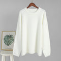 Crew Neck Pullover Sweater Autumn Winter Simple Solid Color Sweater Loose Casual Sweater