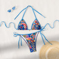 Bikini Printing Lace up Embellished Sexy Bikini Swimsuit Swimwear Women