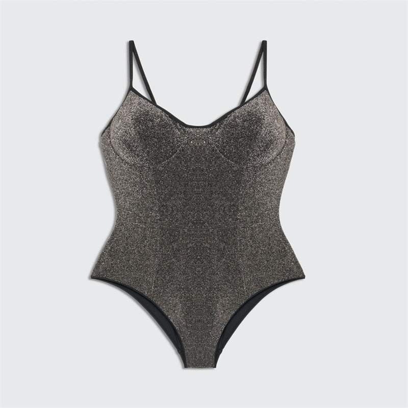 Arrival Women One Piece Swimming Filamentation Fabric Backless Bikini Solid Color Bikini