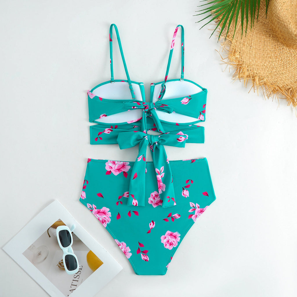 Split Three Piece Sexy Bikini Swimsuit for Women Chiffon Dress Swimsuit Outfit