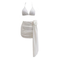 Solid Color Lace up Sexy Three-Point Bikini Three Piece Split Swimsuit Women Bikini