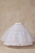 White 6-hoop petticoat underskirt with layered tulle skirt, gathered waistband