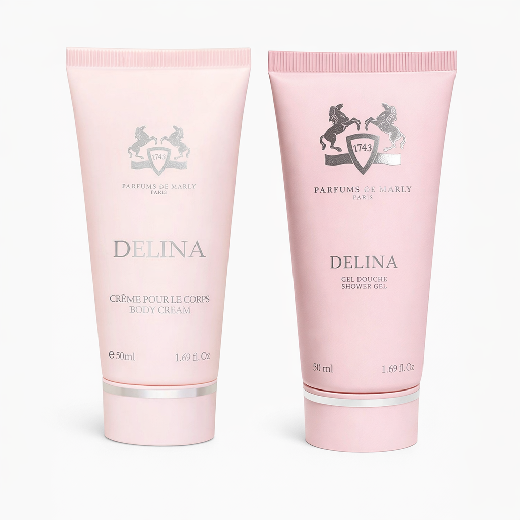 Parfums de Marly Delina body set: body cream and shower gel tubes