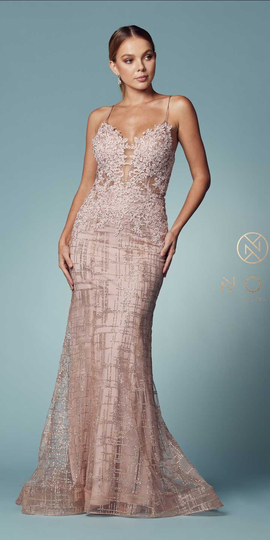 Champagne sequin mermaid long dress with corset bodice and spaghetti straps