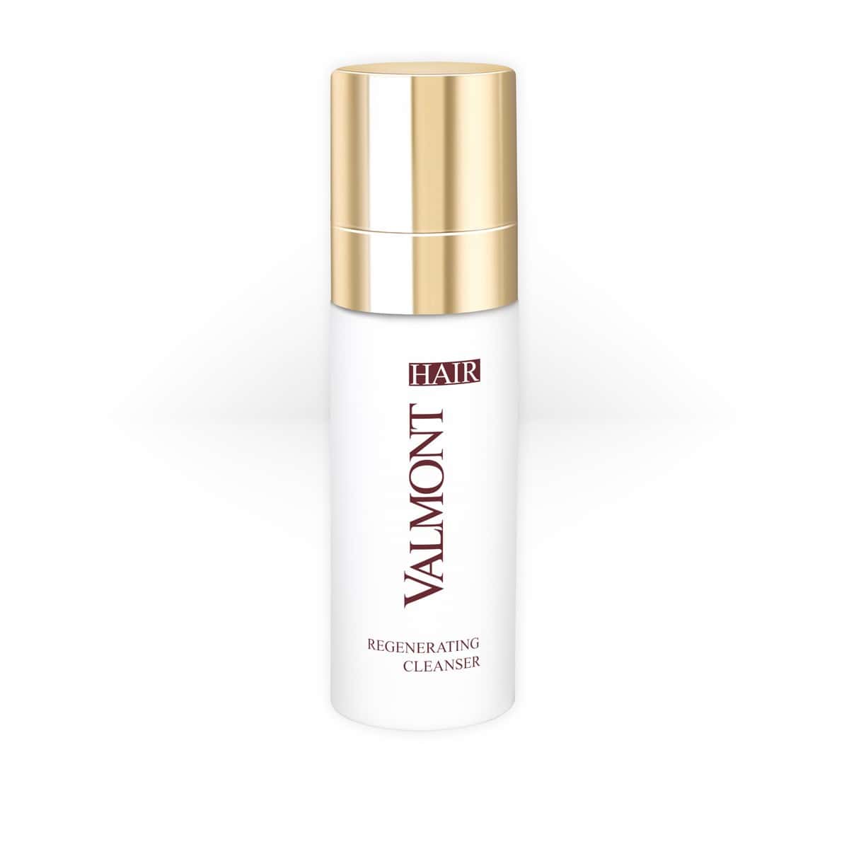 Valmont regenerating cleanser bottle with gold cap and white label