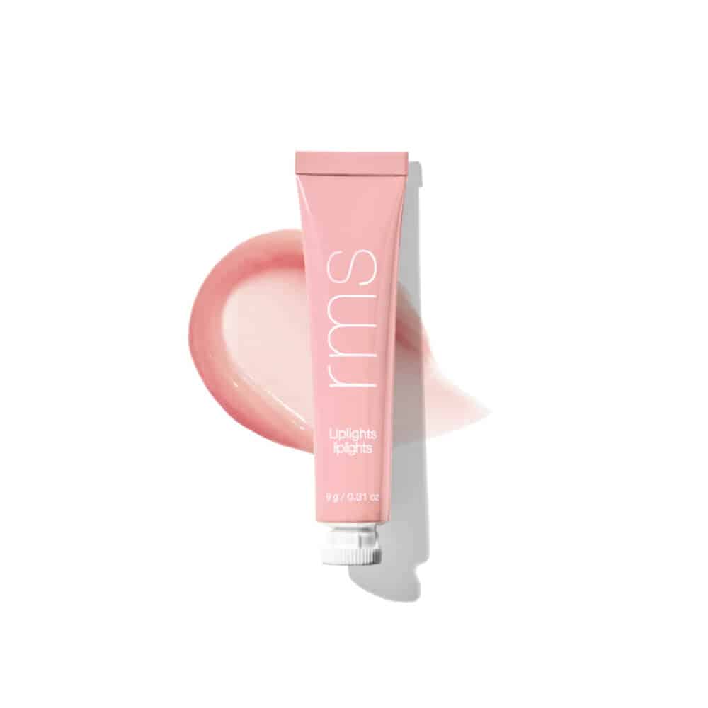 Pink cream lip gloss tube with glossy swatch
