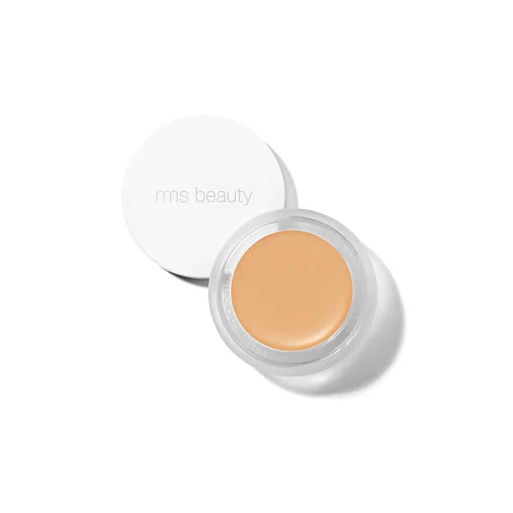RMS Beauty concealer compact with light caramel cream in the open pan
