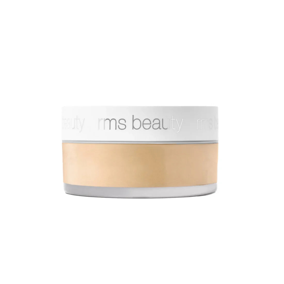 Setting powder jar, white lid with medium warm beige powder
