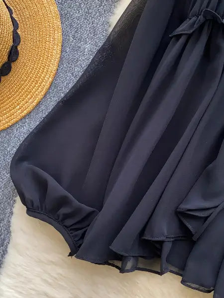 Ruffle Tie-Front Chiffon Blouse