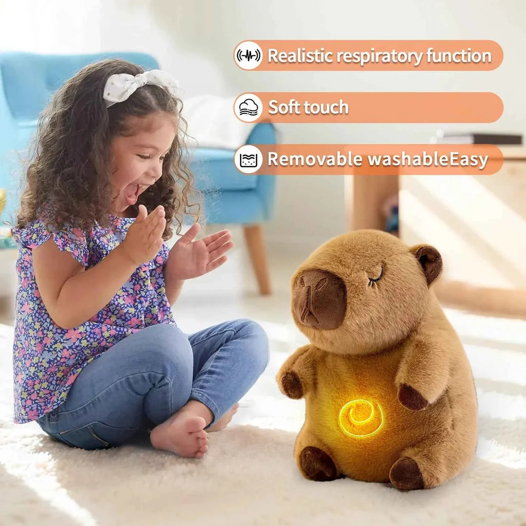 Breathing Capybara Plush Toy with Rhythmic Lights – Musical Stuffed Animal Gift