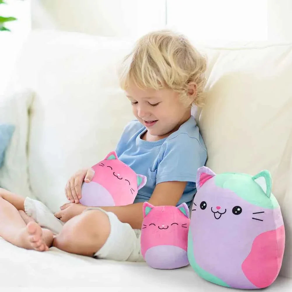 Cute Cartoon Cat Plush Pillow Set – 3pcs Soft Stuffed Dolls