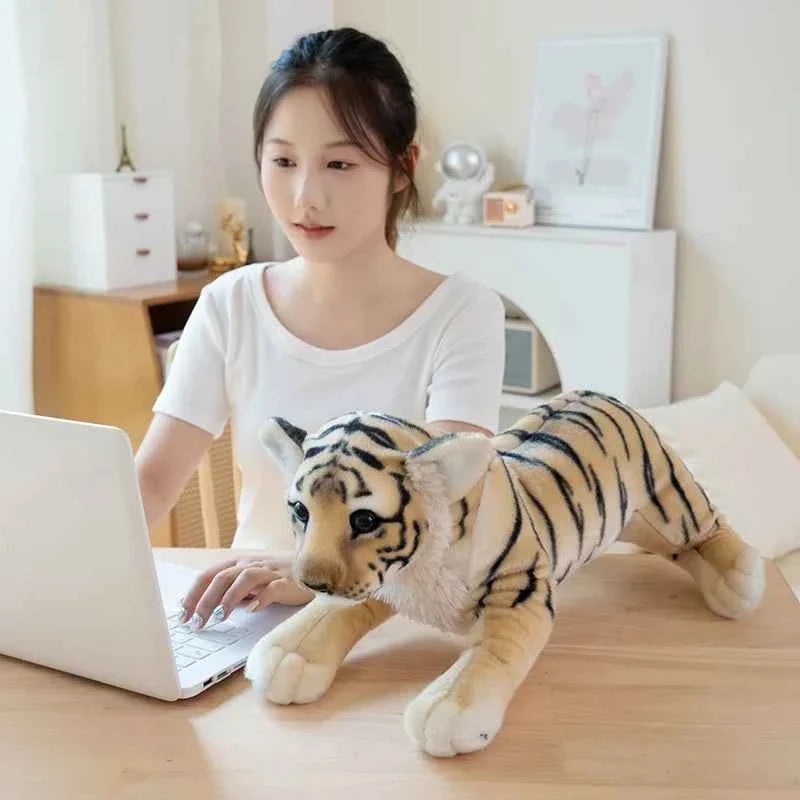 Lifelike Wild Animal Plush Toy (15.4-23.2 in) - Tiger/Lion/Leopard Doll Cushion Gift