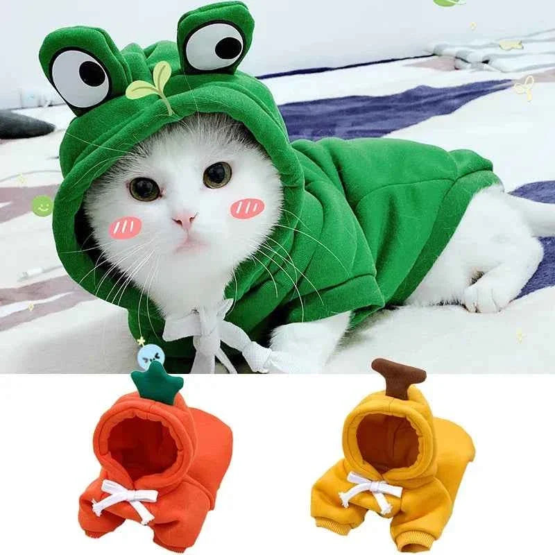 Cute Fruit Pet Hoodie Sweater – Warm Costume for Cats and Small Dogs