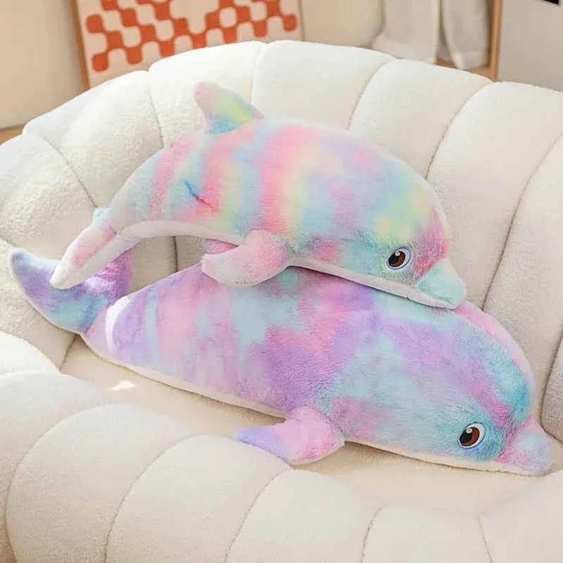 Cute Colorful Dolphin Plush Toy (19.7 in) - Soft Cartoon Throw Pillow Home Decor Gift