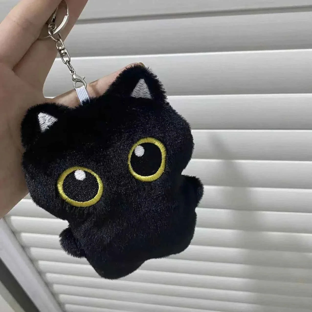 Cozy Kawaii 3.9-Inch Black Cat Plush Doll Pendant - Cute Mini Stuffed Animal Keychain Gift