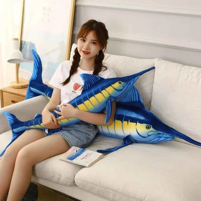 Huge Realistic Bluefin Tuna Plush Toy (23.6-55.1 in) - Soft Marlin Pillow Decor Gift