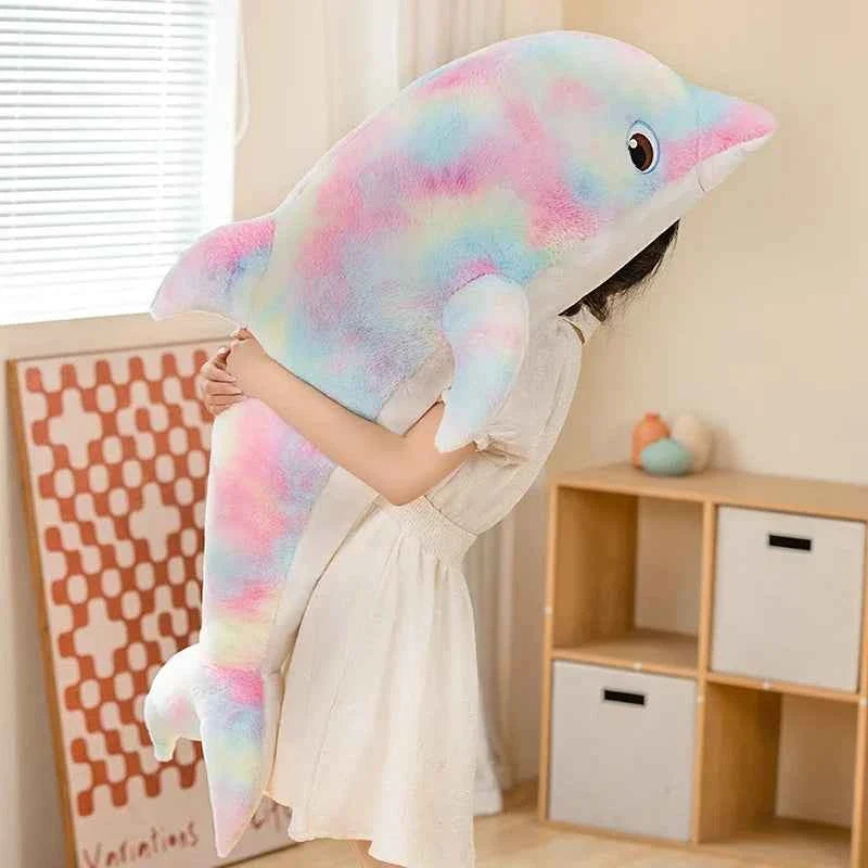 Cute Colorful Dolphin Plush Toy (19.7 in) - Soft Cartoon Throw Pillow Home Decor Gift