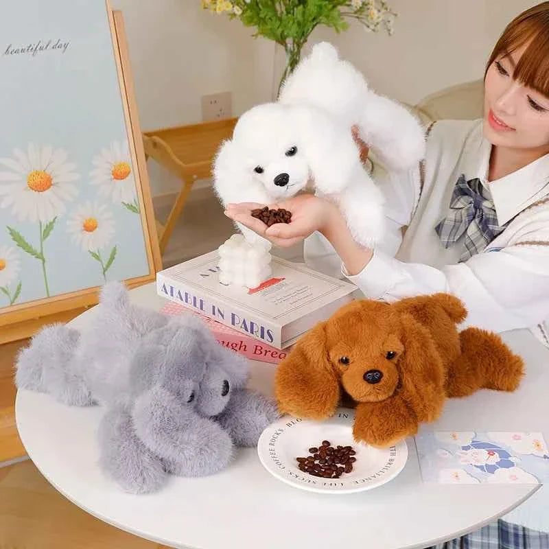 Kawaii Black Puppy Plush Toy (11.8 in) - Cute Lying Dog Soft Stuffed Pillow Gift