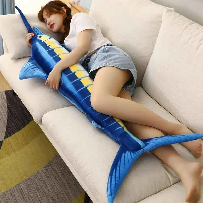 Huge Realistic Bluefin Tuna Plush Toy (23.6-55.1 in) - Soft Marlin Pillow Decor Gift