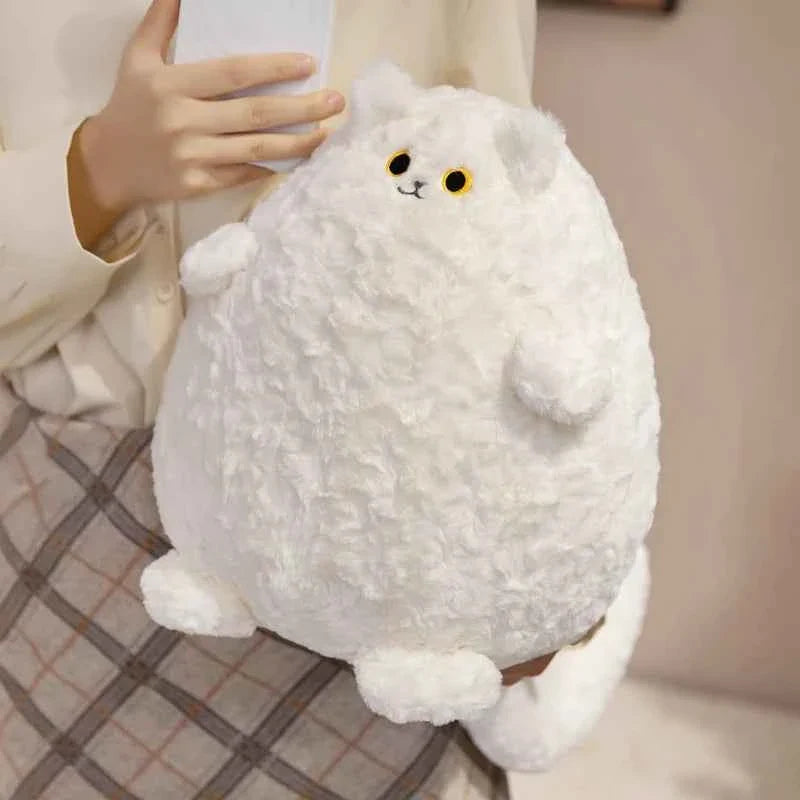 Lifelike Fat Black and White Cat Plush Toy (11.8 in) - Long Tail Stuffed Animal Gift