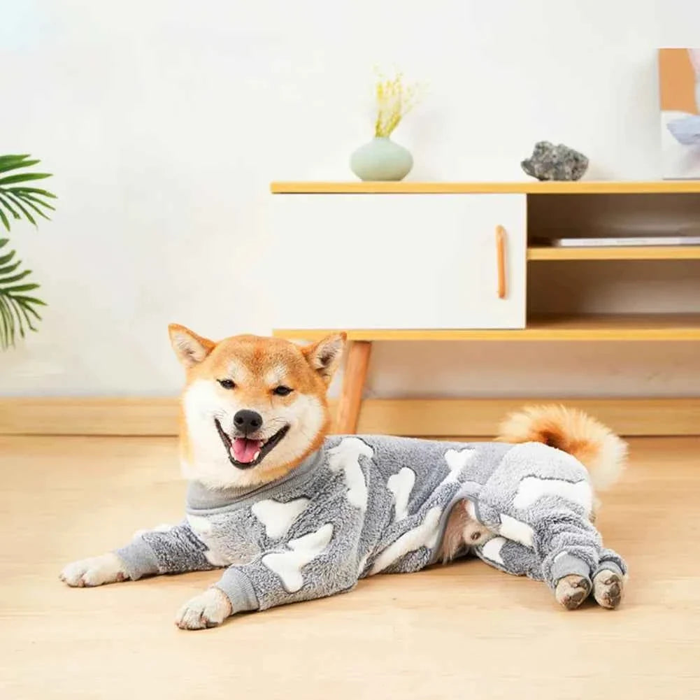 Fleece Dog Jumpsuit Pajamas – Warm Pet Overalls for Small to Large Dogs