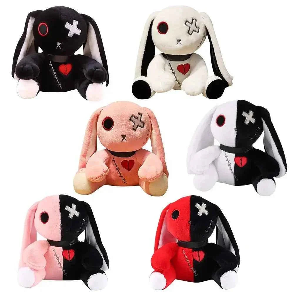 Spooky Gothic Bunny Plush Toy (9.1 in) - Creepy Rabbit Stuffed Animal Halloween Decor