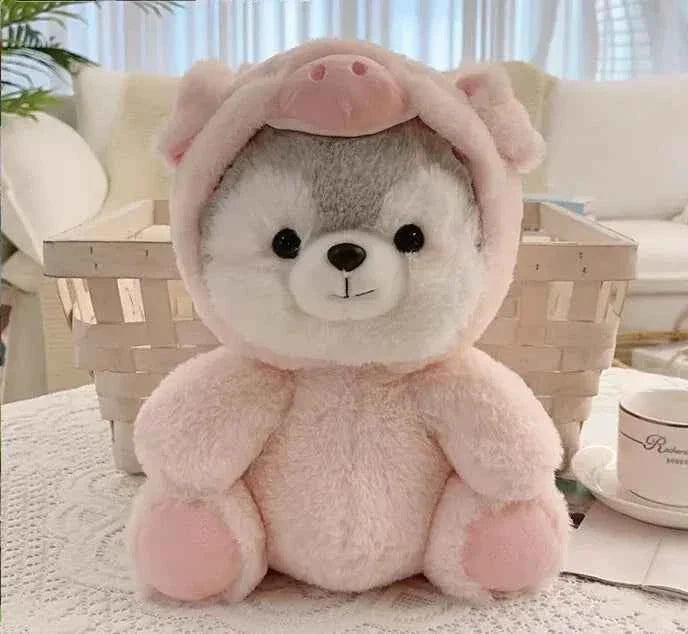 Kawaii Dog Plush Toy (7.9 in) - Anime Husky Cosplay Pig Doll Stuffed Animal Gift