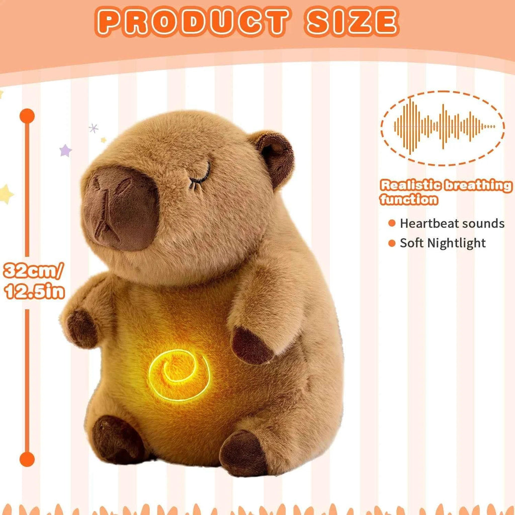 Breathing Capybara Plush Toy with Rhythmic Lights – Musical Stuffed Animal Gift