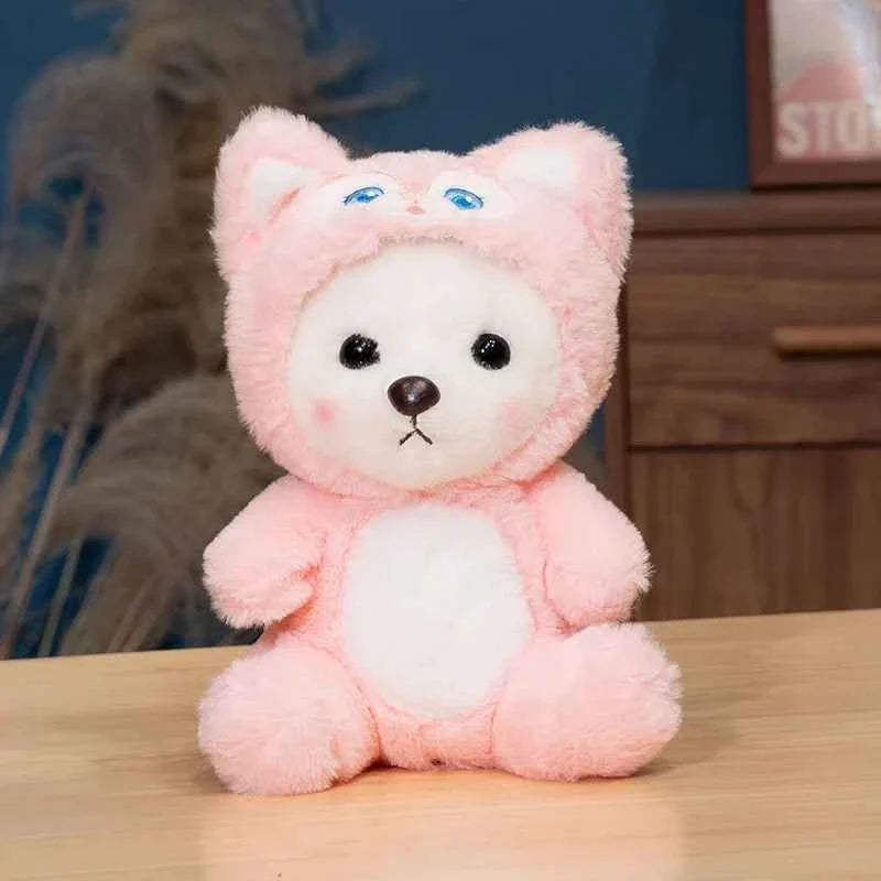 Kawaii White Bear Plush Toy (9.8 in) - Transforms into Pikachu/Stitch Soft Doll Gift