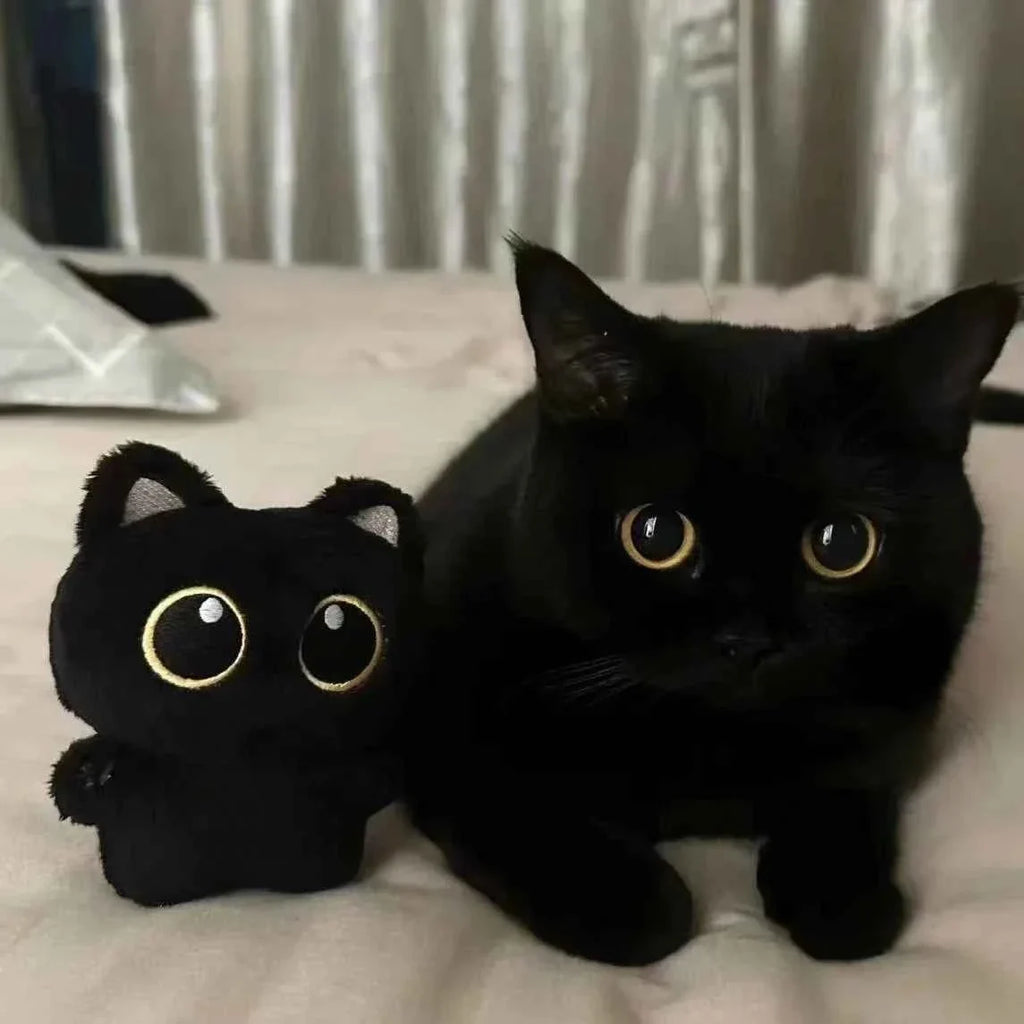 Cozy Kawaii 3.9-Inch Black Cat Plush Doll Pendant - Cute Mini Stuffed Animal Keychain Gift