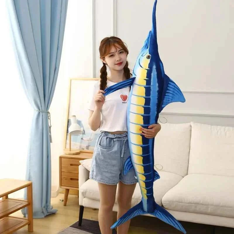 Huge Realistic Bluefin Tuna Plush Toy (23.6-55.1 in) - Soft Marlin Pillow Decor Gift