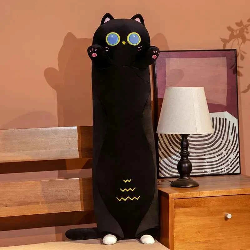 Giant Long Cat Plush Toy (35.4/43.3 in) - Cylindrical Animal Bolster Sleeping Pillow Gift