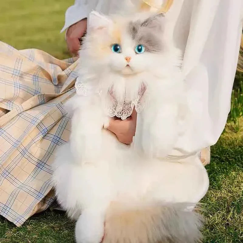 Realistic Three Color Cat Plush Backpack – Handmade Cute Stuffed Animal Bag Gift