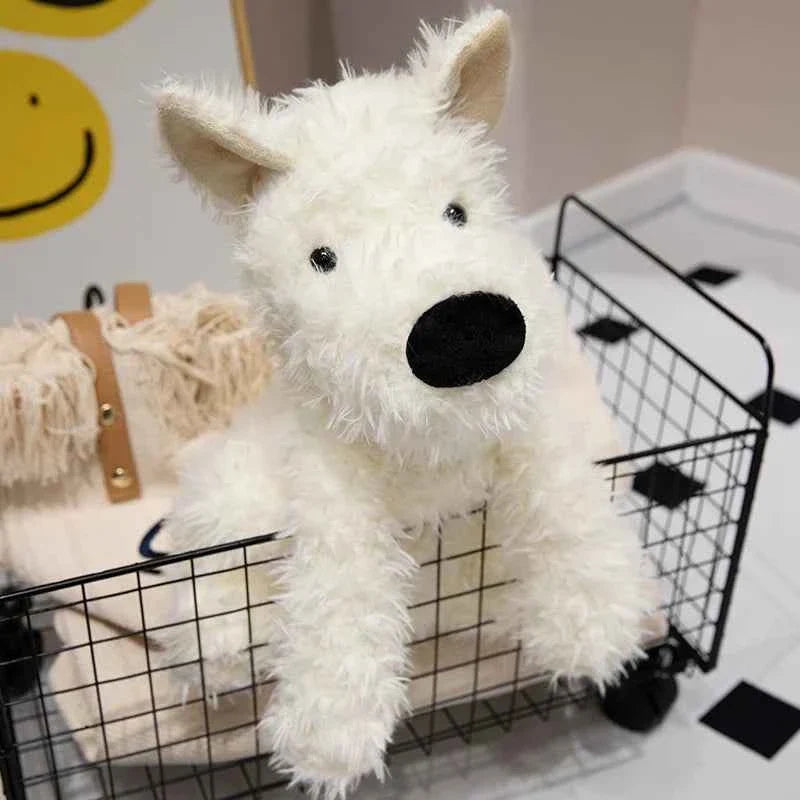 Lifelike West Highland White Terrier Plush Toy – Fluffy Realistic Stuffed Dog Doll Gift